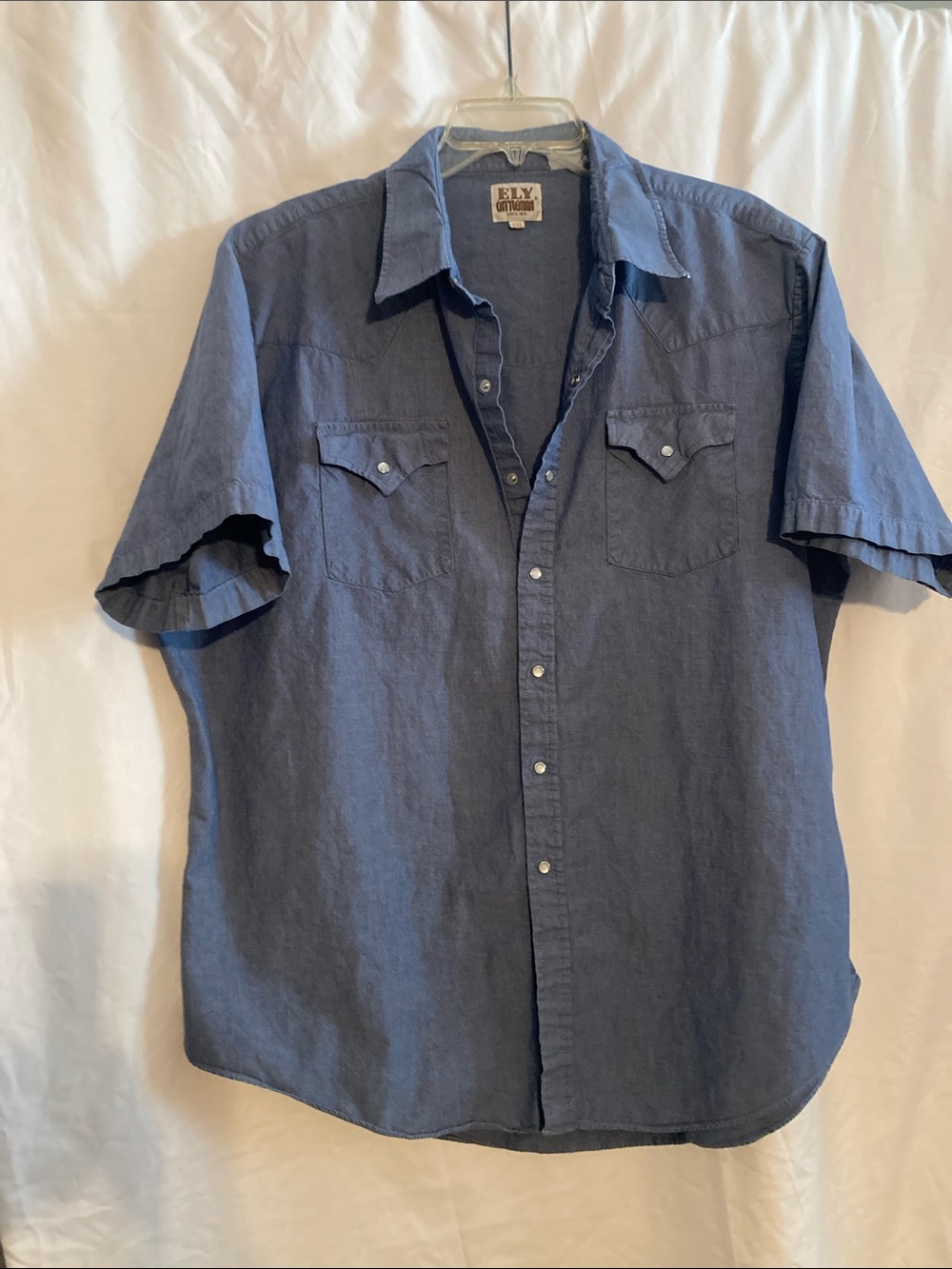 Ely Cattlemen Short-Sleeve snap Up Shirt in Blue XXL